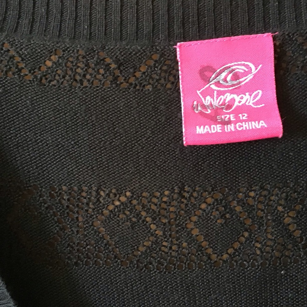 Classic Black Open-Knit V-Neck Cardigan - Picture 6 of 7